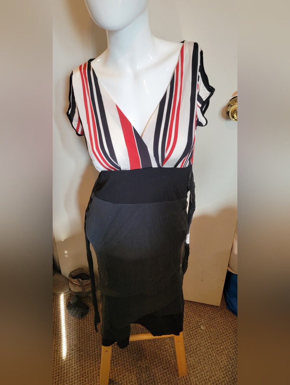 Morgan de Toi Red, White & Black Dress